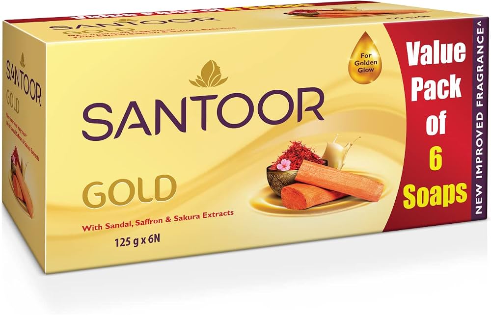 Santoor Gold Bathing Bar Soap with Kashmiri Saffron & Sandal