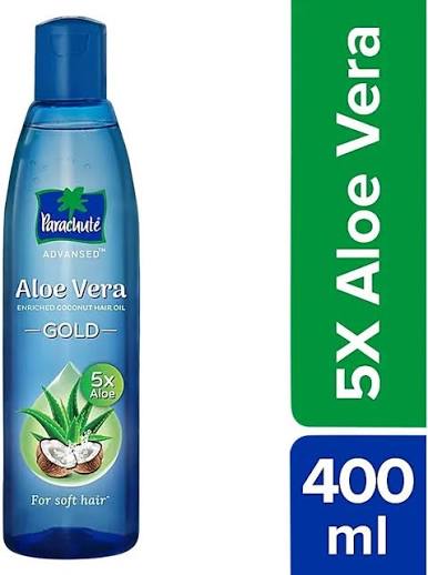 Parachute Advansed Aloe Vera Enriched Coconut Hair Oil Gold With 5X Aloe Vera For Soft Hair, 400 ml
