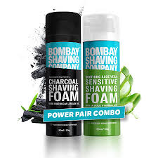 Bombay Shaving Company Charcoal & Sensitive Shaving Foam Combo, 2 pcs (50 g each)