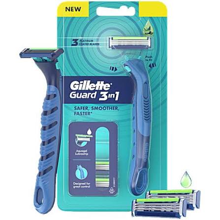 Gillette Guard 3 In 1 Shaving Razor + 2 Cartridges, 1 pc