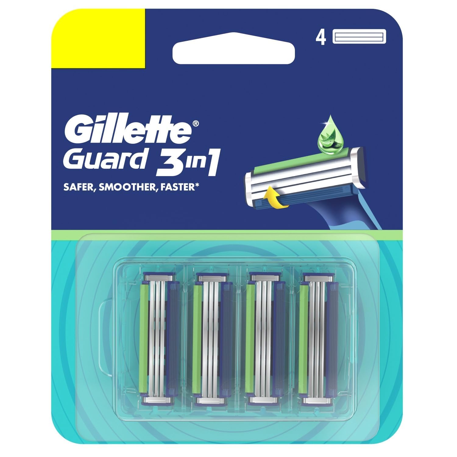 Gillette Guard 3 In 1 Shaving Blades/Cartridges For Men, 4 pcs