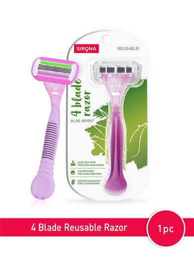 SIRONA Reusable 4 Blade Reusable Body Razor with Aloe Boost For Women