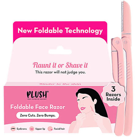 Plush Foldable Face Razors - Instant Hair Removal, For Facial, Upper Lips & Eyebrows, 3 pcs