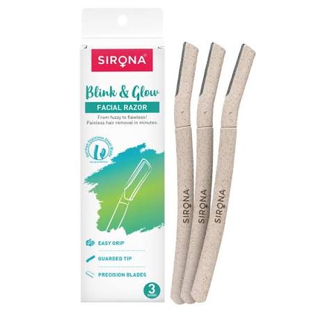 SIRONA Blink and Glow Eyebrow & Face Razor for Painfree Facial Hair Remova